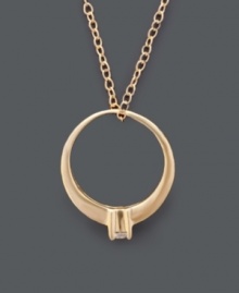 Who says a ring can only be worn on your finger? Giani Bernini turns the trend around with this stylish pendant. Crafted from 24k gold over sterling silver, a cubic zirconia center (1/4 ct. t.w.) adds extra sparkle. Approximate length: 18 inches. Approximate drop: 1/2 inch. Who says a ring can only be worn on your finger? Giani Bernini turns the trend around with this stylish pendant. Crafted from 24k gold over sterling silver, a cubic zirconia center (1/4 ct. t.w.) adds extra sparkle. Approximate length: 18 inches. Approximate drop: 1/2 inch.