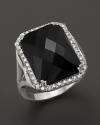 Jet black onyx is trimmed in diamonds on this cocktail ring from Badgley Mischka.