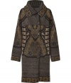 Stay warm and look on-trend in this luxe mixed print knit coat from Etro - Large spread collar, front button placket, long sleeves, oversized silhouette, all-over print - Pair with an oversized cashmere pullover, leather leggings, and platform booties