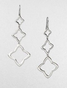 From the Quatrefoil Collection. This modern, sterling silver design features three graduated quatrefoil drops. Sterling silverDrop, about 2½Ear wire backImported 