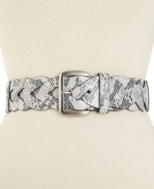 Exotic snake embossing lends fierce fashion to this plus size stretch belt from Style&co. Exotic snake embossing lends fierce fashion to this plus size stretch belt from Style&co.
