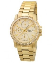 Stunning yellow gold-plating defines this classically structured watch from Kenneth Cole New York.