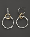 John Hardy Bedeg 18K Gold and Sterling Silver Circle Hoop Drop Earrings