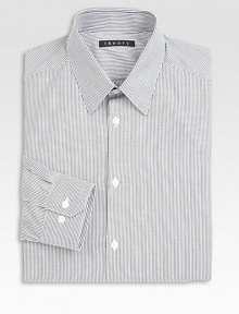 A smart, striped pattern superbly tailored in crisp cotton with a hint of stretch for a well-appointed look.Button-frontPoint collar98% cotton/2% lycraDry cleanImported