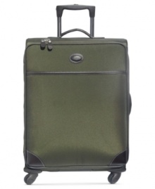 Get packing-this bag has all of the essentials to get you where you need to be. Four spinner wheels guarantee maximum mobility and excellent crowd control. Built with a durable frame and an exterior made to last, this bag has easy access zippers on front and back for last-minute add-ons and flight must-haves. 2-year warranty. Get packing-this bag has all of the essentials to get you where you need to be. Four spinner wheels guarantee maximum mobility and excellent crowd control. Built with a durable frame and an exterior made to last, this bag has easy access zippers on front and back for last-minute add-ons and flight must-haves. 2-year warranty.