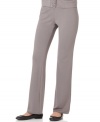 On Que offers an essential basic in a comfy fabric blend with these lounge pants. The bootcut leg is simply flattering - check out the matching jacket!