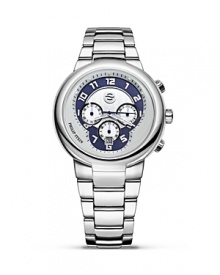 Philip Stein® active stainless steel chronograph watch with integrated bracelet strap and a butterfly buckle closure.