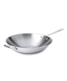Prepare healthy, delicious meals in a snap with an All-Clad stir fry. Triple-ply bonded construction features stainless steel interior that's easy to clean and won't react with food. A pure aluminum core extends to sides to heat food evenly, without hotspots. Lifetime warranty. Prepare healthy, delicious meals in a snap with an All-Clad stir fry. Triple-ply bonded construction features stainless steel interior that's easy to clean and won't react with food. A pure aluminum core extends to sides to heat food evenly, without hotspots. Lifetime warranty.