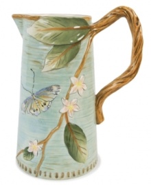 A charming part of any casual landscape, this fanciful pitcher from Fitz and Floyd combines all the special details of the elaborate Toulouse collection, from its sculpted blooms and twig handle to colorful butterflies. A charming part of any casual landscape, this fanciful pitcher from Fitz and Floyd combines all the special details of the elaborate Toulouse collection, from its sculpted blooms and twig handle to colorful butterflies.