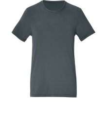 Stylish t-shirt in fine, pure dark grey cotton - Soft yet durable summer weight material has a chic, crinkled effect - Classic crew neck and short sleeves - Long, lean silhouette - A relaxed, versatile basic ideal for layering - Wear solo or pair with a pullover or blazer and chinos, Bermudas or jeans Stylish t-shirt in fine, pure dark grey cotton - Soft yet durable summer weight material has a chic, crinkled effect - Classic crew neck and short sleeves - Long, lean silhouette - A relaxed, versatile basic ideal for layering - Wear solo or pair with a pullover or blazer and chinos, Bermudas or jeans