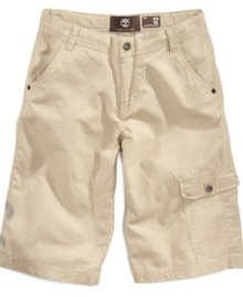 A summer staple. These cargo shorts from Timberland have the perfect outdoor look for him. A summer staple. These cargo shorts from Timberland have the perfect outdoor look for him.