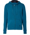 Work a luxe note into your laid back look with Burberry Brits tonal check lined hoodie - Drawstring hood with tonal tie, long sleeves, fitted cuffs, front zip, split kangaroo pockets - Modern slim fit - Wear with jeans and tees, or with sport trousers and favorite sneakers