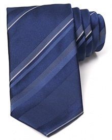 A luxurious finish to your professional look in supremely soft silk, featuring varying width tonal stripes for classic appeal. A luxurious finish to your professional look in supremely soft silk, featuring varying width tonal stripes for classic appeal.