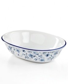 A classic beauty, the oval Blue Meadow vegetable bowl features delicate blooms rooted in fuss-free Pfaltzgraff stoneware. Crisp blue highlights in pure white refresh country settings with effortless elegance. A classic beauty, the oval Blue Meadow vegetable bowl features delicate blooms rooted in fuss-free Pfaltzgraff stoneware. Crisp blue highlights in pure white refresh country settings with effortless elegance.