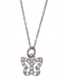 Flight of fancy. B. Brilliant's beautiful butterfly pendant features a cut-out shape accented by round-cut cubic zirconias (1/6 ct. t.w.). Crafted in sterling silver. Approximate length: 18 inches + 3-inch extender. Approximate drop: 1/2 inch. Flight of fancy. B. Brilliant's beautiful butterfly pendant features a cut-out shape accented by round-cut cubic zirconias (1/6 ct. t.w.). Crafted in sterling silver. Approximate length: 18 inches + 3-inch extender. Approximate drop: 1/2 inch.