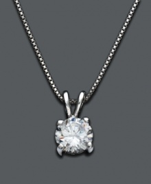 Always classic. Simple sterling silver chain necklace by B. Brilliant shines with the addition of a round-cut cubic zirconia pendant (1 ct. t.w.). Approximate length: 18 inches. Approximate drop: 1/2 inch. Always classic. Simple sterling silver chain necklace by B. Brilliant shines with the addition of a round-cut cubic zirconia pendant (1 ct. t.w.). Approximate length: 18 inches. Approximate drop: 1/2 inch.