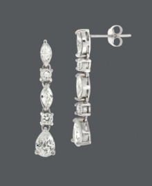 Create the ultimate look for an evening out on the town. B. Brilliant's luminous, five station earrings feature marquise and square-cut cubic zirconias (2-9/10 ct. t.w.) set in sterling silver. Approximate drop: 1 inch. Create the ultimate look for an evening out on the town. B. Brilliant's luminous, five station earrings feature marquise and square-cut cubic zirconias (2-9/10 ct. t.w.) set in sterling silver. Approximate drop: 1 inch.