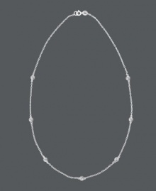 Subtle style with a hint of sparkle. B. Brilliant's pretty station necklace features bezel-set cubic zirconias (3/4 ct. t.w.) strung from a delicate chain. Crafted in sterling silver. Approximate length: 18 inches. Subtle style with a hint of sparkle. B. Brilliant's pretty station necklace features bezel-set cubic zirconias (3/4 ct. t.w.) strung from a delicate chain. Crafted in sterling silver. Approximate length: 18 inches.