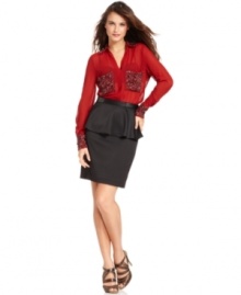 A ruffled peplum adds feminine flirt to this otherwise classic W118 by Walter Baker pencil skirt -- perfect for a desk-to-dinner look! A ruffled peplum adds feminine flirt to this otherwise classic W118 by Walter Baker pencil skirt -- perfect for a desk-to-dinner look!