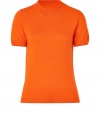 Stylish, understated essentials are the key to a perennially chic wardrobe, and Jil Sander Navys mandarin-hued mock knit pullover is a smart choice this season - Crafted from a super-soft, lightweight silk and cashmere blend - Slim cut fits close to the body - Mock neck and short sleeves - An everyday indispensable that works 24/7 - Pair with jeans and loafers, a pencil skirt and pumps, or leather pants and ankle booties