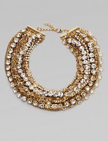 A chunky array of brass chain links and glass stones for a bold, eye-catching design.Glass Brass Length, about 18 with 2 extension Lobster clasp closure Imported A chunky array of brass chain links and glass stones for a bold, eye-catching design.Glass Brass Length, about 18 with 2 extension Lobster clasp closure Imported