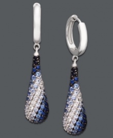 Make a splash with stunning drops. Balissima by Effy Collection's Shades of Sapphire earrings highlight a gradation of round-cut sapphires (3-3/4 ct. t.w.) ranging in color from clear to dark blue. Set in sterling silver. Approximate drop: 1-3/4 inches. Make a splash with stunning drops. Balissima by Effy Collection's Shades of Sapphire earrings highlight a gradation of round-cut sapphires (3-3/4 ct. t.w.) ranging in color from clear to dark blue. Set in sterling silver. Approximate drop: 1-3/4 inches.