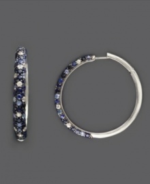 Turn heads in stylish two-tone sparkle. Balissima by Effy Collection earrings feature a twinkling mix of round-cut, multicolored sapphires (6-7/8 ct. t.w.) set in sterling silver. Approximate diameter: 1-1/2 inches. Turn heads in stylish two-tone sparkle. Balissima by Effy Collection earrings feature a twinkling mix of round-cut, multicolored sapphires (6-7/8 ct. t.w.) set in sterling silver. Approximate diameter: 1-1/2 inches.