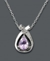 Subtle sparkle in pale pastel color. This elegant pear-shaped pendant by Victoria Townsend features an amethyst center stone (7/8 ct. t.w.) cradled in a diamond-accented sterling silver setting. Approximate length: 18 inches. Approximate drop: 5/8 inch.