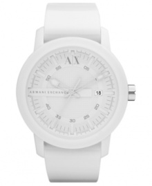 Crisp, casual and cool: this unisex watch from AX Armani Exchange boasts white-hot tones and exact precision.