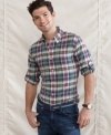 The modern fit on this plaid shirt from Tommy Hilfiger will slim down your look for summer.