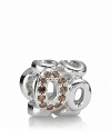 Luxurious loops in sterling silver accented with white and brown cubic zirconia. Charm by PANDORA.