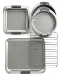 Everything you need for the basics of baking in one heavyweight carbon steel set with a nonstick surface that eliminates the need to grease up pans before use, making clean up a cinch. Limited lifetime warranty. Everything you need for the basics of baking in one heavyweight carbon steel set with a nonstick surface that eliminates the need to grease up pans before use, making clean up a cinch. Limited lifetime warranty.