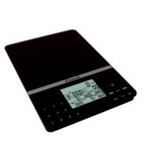 A smart approach to cooking and eating. Get the weigh-in on food on this portable, sleek and ultra thin scale that displays calories, sodium, protein, fat and more of 999 different types of foods. Different measurement selections arm you with the knowledge you need to whip up a healthy meal every time. 5-year warranty.