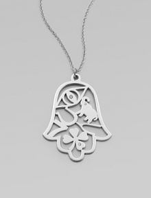 A charming, sterling silver pendant of lucky symbols with diamond accents on a link chain. Sterling silverDiamonds, 0.6 tcwLength, about 30Pendant size, about 2Lobster clasp closureMade in USA A charming, sterling silver pendant of lucky symbols with diamond accents on a link chain. Sterling silverDiamonds, 0.6 tcwLength, about 30Pendant size, about 2Lobster clasp closureMade in USA