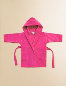 Velvety soft and cozy cotton terry velour in a hooded cover-up styled with a shawl collar and belted waist. Front patch pockets Machine wash Imported Velvety soft and cozy cotton terry velour in a hooded cover-up styled with a shawl collar and belted waist. Front patch pockets Machine wash Imported