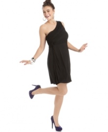 Get set for your special night with American Rag's one-shoulder plus size dress, featuring ruched accents.