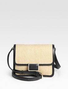 Ultra-soft leather trim lines this classic flap-top design of beautifully crafted straw - perfect for warm summer days. Adjustable leather shoulder strap, 19¾-23 dropFlap top closureOne inside zip pocketTwo inside open pocketsFully lined8½W X 6¾H X 3DImported Ultra-soft leather trim lines this classic flap-top design of beautifully crafted straw - perfect for warm summer days. Adjustable leather shoulder strap, 19¾-23 dropFlap top closureOne inside zip pocketTwo inside open pocketsFully lined8½W X 6¾H X 3DImported
