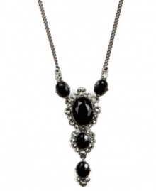 Pendant perfection. The Y silhouette of this glamorous Givenchy necklace yields a distinguished decorative detail. Featuring jet and black glass accents, it's crafted in hematite tone mixed metal. Approximate length: 16 inches + 2-inch extender. Approximate drop: 1 inch. Pendant perfection. The Y silhouette of this glamorous Givenchy necklace yields a distinguished decorative detail. Featuring jet and black glass accents, it's crafted in hematite tone mixed metal. Approximate length: 16 inches + 2-inch extender. Approximate drop: 1 inch.