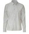 Chic button down in fine, pure pale grey cotton - A stylish standout from eco-friendly label Edun, co-founded by U2s Bono - Classic gingham check motif and small collar - Slim yet relaxed straight silhouette - Streamlined and versatile, a veritable go-to in any modern wardrobe - Pair with everything from chinos and jeans to dressier linen or suit trousers