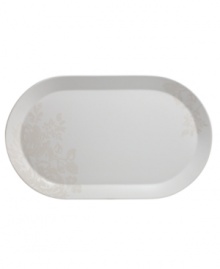 The elegant Bliss serving platter from Monique Lhuillier for Royal Doulton is made for every day, shaped for modern decor and draped with romantic florals in a soft, muted palette.