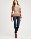 Preppy crewneck sweater with a touch of soft mohair, surrounded by bold, contrasting stripes. CrewneckLong sleevesRibbed cuffs and hem38% polyacrylic/30% mohair/32% polyamideHand washImportedModel shown is 5'9½ (176cm) wearing US size Small.