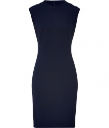 Classic sophistication is easily achieved in this sophisticated dress from Ralph Lauren - Stand collar, sleeveless, front keyhole opening, tailored silhouette, concealed back zip closure - Style with classic pumps and a slim trench