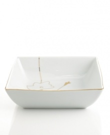 Gold wildflowers flourish on glazed white porcelain, sprouting inside this Charter Club vegetable bowl. A banded edge adds a classic touch to a pattern with modern spirit. Gold wildflowers flourish on glazed white porcelain, sprouting inside this Charter Club vegetable bowl. A banded edge adds a classic touch to a pattern with modern spirit.