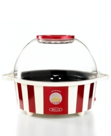 Delicious, fresh popcorn made in the comfort of your home. The unique design features a plastic dome lid that doubles as a serving bowl to minimize mess and motorized stirring rods that pop each kernel evenly for maximum flavor and robust taste. 1-year warranty. Model 13553. Delicious, fresh popcorn made in the comfort of your home. The unique design features a plastic dome lid that doubles as a serving bowl to minimize mess and motorized stirring rods that pop each kernel evenly for maximum flavor and robust taste. 1-year warranty. Model 13553.