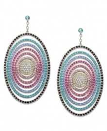 Transform yourself into a disco diva. Swarovski's versatile pierced earrings feature an open-work design that glitters in a hypnotic rainbow of glowing crystals. The dangling elements can be removed to reveal a delicate pair of studs. Crafted in palladium-plated mixed metal. Approximate drop: 2-7/8 inches. Transform yourself into a disco diva. Swarovski's versatile pierced earrings feature an open-work design that glitters in a hypnotic rainbow of glowing crystals. The dangling elements can be removed to reveal a delicate pair of studs. Crafted in palladium-plated mixed metal. Approximate drop: 2-7/8 inches.