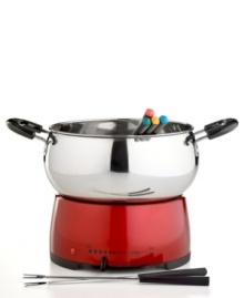 Take a dip & grab your favorite cheese, meat and chocolate for some fondue fun. Equipped with an adjustable thermostat for precision temps from 180º-280ºF, this tastemaker makes prep truly precise and serving is easy, too, with the included plastic skewers. 1-year warranty. Model 13696. Take a dip & grab your favorite cheese, meat and chocolate for some fondue fun. Equipped with an adjustable thermostat for precision temps from 180º-280ºF, this tastemaker makes prep truly precise and serving is easy, too, with the included plastic skewers. 1-year warranty. Model 13696.