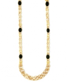 Embrace elegance. Jones New York adds subtle accents to this necklace. Crafted from gold-tone mixed metal, it makes a perfect statement on an evening out. Approximate length: 42 inches. Embrace elegance. Jones New York adds subtle accents to this necklace. Crafted from gold-tone mixed metal, it makes a perfect statement on an evening out. Approximate length: 42 inches.