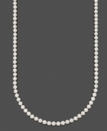 Timeless elegance in polished pearl. Necklace by Belle de Mer features A+ cultured Akoya pearls (6-6-1/2 mm) set in 14k gold. Approximate length: 22 inches. Timeless elegance in polished pearl. Necklace by Belle de Mer features A+ cultured Akoya pearls (6-6-1/2 mm) set in 14k gold. Approximate length: 22 inches.