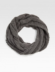 A never-ending cable knit loop scarf that never goes out of style.70% wool/30% acrylicDry cleanImported