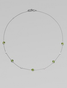 From the Silver Rain Collection. Delicate diamonds and faceted peridot are equally radiant within settings of hammered sterling silver on a graceful chain.Diamonds, .20 tcw Peridot Sterling silver Length, about 18 Lobster clasp Imported From the Silver Rain Collection. Delicate diamonds and faceted peridot are equally radiant within settings of hammered sterling silver on a graceful chain.Diamonds, .20 tcw Peridot Sterling silver Length, about 18 Lobster clasp Imported